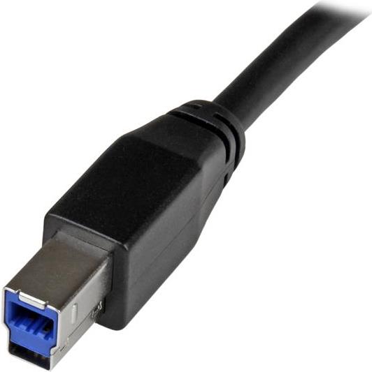 StarTech.com 5,0mAktives USB3.0 USB-A auf USB-B Kabel - USB A zu USB B Anschlusskabel - USB 3,1 Gen 1 (5 Gbit/s) - USB-Kabel - USB Type B (M) zu USB Typ A (M) - USB3.0 - 5,0m - geformt - Schwarz - für P/N: ST1030USBM (USB3SAB5M)