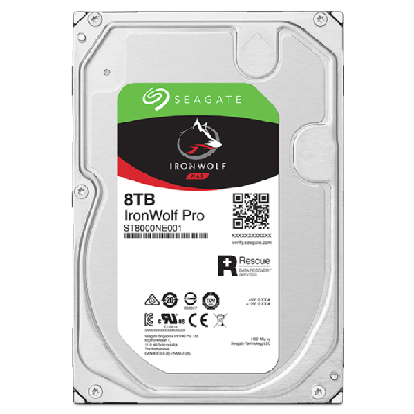 SEAGATE Ironwolf PRO Enterprise NAS HDD 8TB 7200rpm 6Gb/s SATA 256MB cache 8,9cm 3.5 24x7 für NAS & RAID Rackmount Systeme BLK (ST8000NT001)