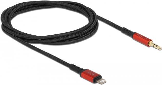Delock - Kabel Lightning auf Kopfhöreranschluss - Lightning männlich bis Stereo Mini-Klinkenstecker männlich - 1,5m - Schwarz, Rot - für Apple iPad/iPhone/iPod (Lightning) (86587)