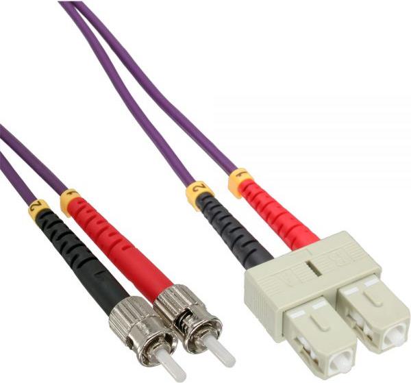 InLine - Patch-Kabel - SC multi-mode (M) bis ST multi-mode (M) - 2,0m - Glasfaser - 50/125 Mikrometer - OM4 - halogenfrei - Violett (82502P)