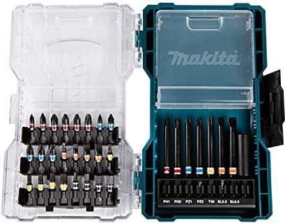 Makita - Schraubendreher- und Bohrer-Bitsatz - für Holz, Metall, Mauerwerk - 32 Stücke - torx, phillips, pozidriv, hex, slot - 1/4 - Inbus - Länge: 25 mm, 75 mm - für Makita DLX2497J (E-07076)