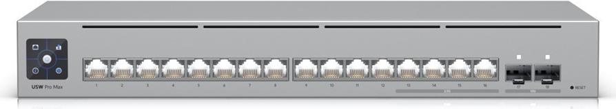 Ubiquiti UniFi Switch Pro Max 16 - Switch - L3 - managed - 12 x 10/100/1000 + 4 x 2,5GBase-T + 2 x 10 Gigabit Ethernet - Desktop, an Rack montierbar, wandmontierbar (USW-Pro-Max-16)