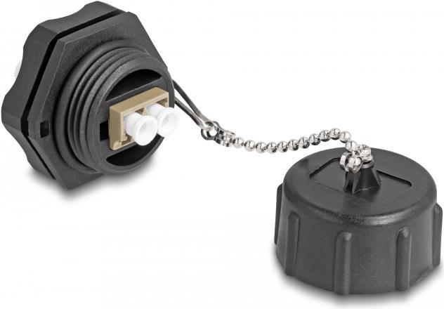 Delock - Netzwerkanschluss - LC Multi-Mode (W) zu LC Multi-Mode (W) - Glasfaser - Duplex - IP68 - Schwarz, beige (87885)