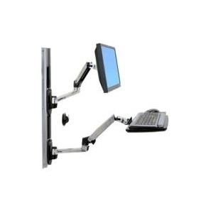 Ergotron LX Wall Mount System - Befestigungskit (Wandarm, CPU-Halter, Maushalterung, 2 Schienenabdeckungen, Tastaturarm, 2 cable channels, Handgelenkkissen) für LCD-Anzeige/Tastatur/Maus/CPU - Polished Aluminum - Bildschirmgröße: bis zu 61cm (bis zu 61,00