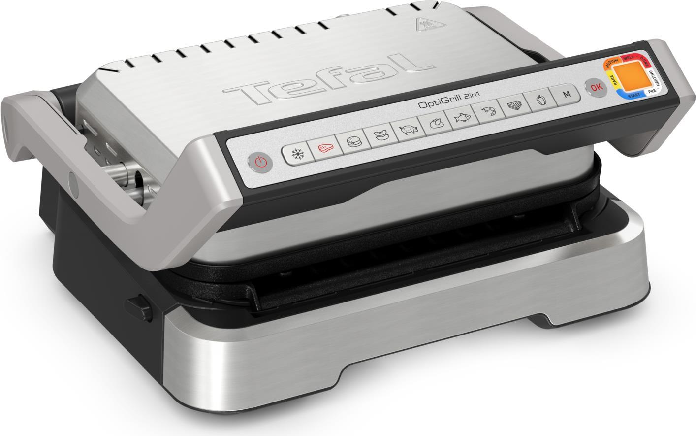 Tefal OptiGrill 2in1 GC772D10 - Schwarz - Edelstahl - Rechteckig - Tasten - 1 Zone(n) - Scharnier - 180° (GC772D10)