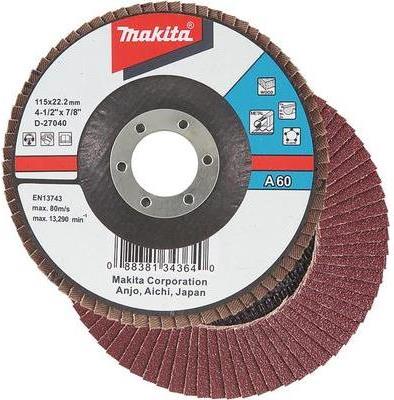 Makita - Schleifscheibe - für Holz, Metall, Kunststoff, nicht eisenhaltiges Metall - 125 mm - Körnung: A80 - für Makita GA005GZ, GA008GM201, GA008GZ, XGT GA005GZ (D-27109)