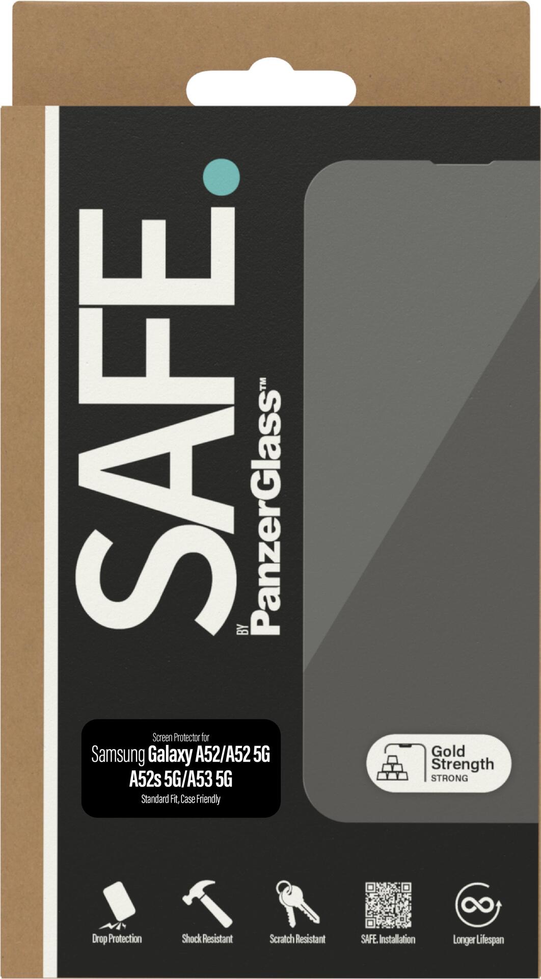PanzerGlass SAFE. by Displayschutz Samsung Galaxy A52 - A52 5G - A52s 5G - A53 5G - Ultra-Wide Fit - Samsung - Samsung - Galaxy A52 - Samsung - Galaxy A52 5G - Samsung - Galaxy A52s 5G - Samsung - Galaxy A53 5G - Trockene Anwendung - Kratzresistent - Sc