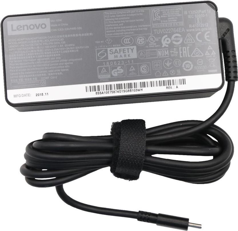 Lenovo - Netzteil - Wechselstrom 100-240 V - 65 Watt - FRU - für ThinkPad E49X, E59X, T49X, X1 Carbon (7th Gen), X1 Yoga (4th Gen), X39X, Yoga S940-14 (02DL106)