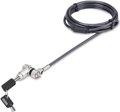 StarTech.com Universal Laptop Lock 6.6ft (2m), Security Cable For Notebook Compatible With Noble Wedge®/Nano/K-Slot, Keyed Locking Cable - Anti-Theft Cut-Resistant Steel Cable (UNIVK-LAPTOP-LOCK) - Sicherheitskabelschloss - Schwarz, Silber - 2 m (UNIVK-LA