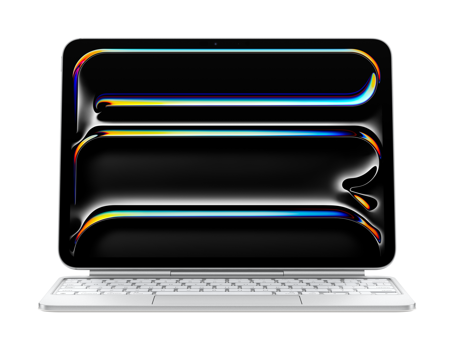 Apple Magic Keyboard - Tastatur und Foliohülle - mit Trackpad - hinterleuchtet - Apple Smart connector - QWERTY - USA - weiß (MWR03LB/A)