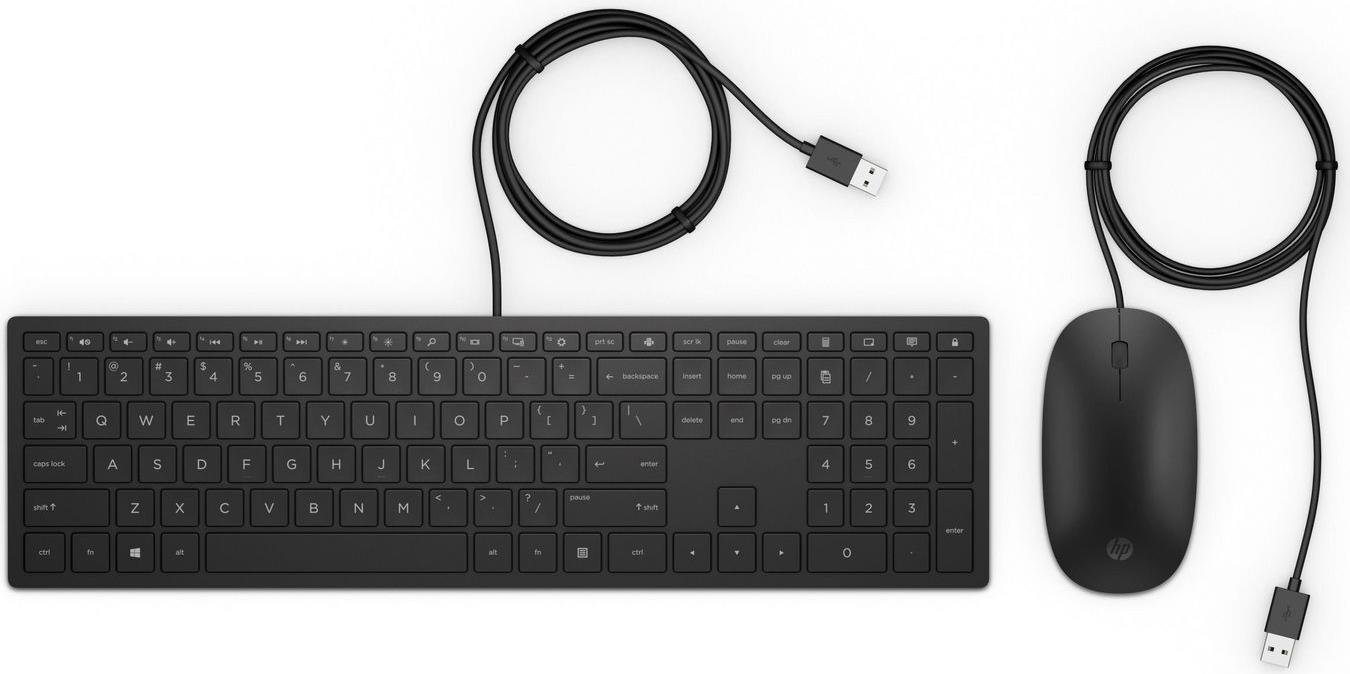 HP Pavillon kabelgebundene Tastatur und Maus 400 - Volle Größe (100%) - Kabelgebunden - USB - Schwarz - Maus enthalten (4CE97AA#B13)