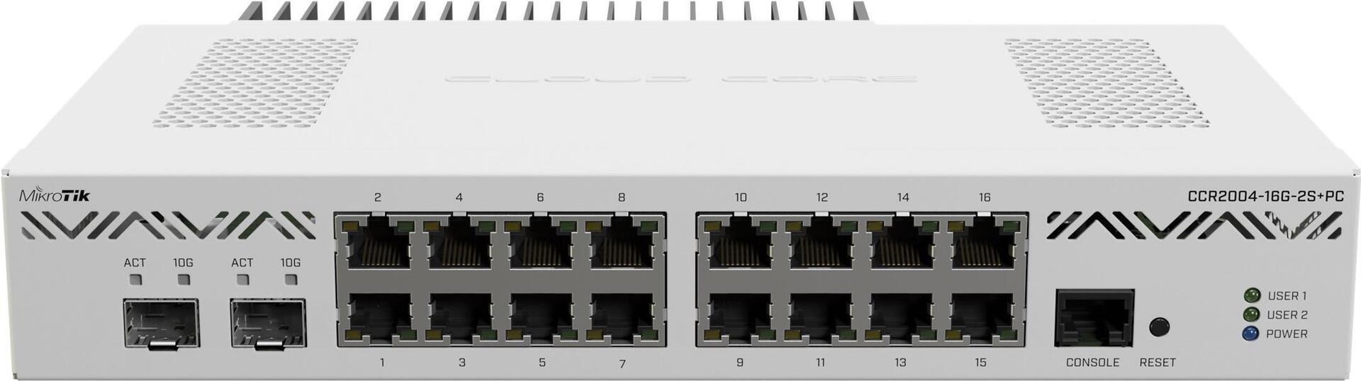MikroTik Cloud Core Router CCR2004-16G-2S+PC - Router - 16-Port-Switch - 10 GigE - an Rack montierbar (CCR2004-16G-2S+PC)