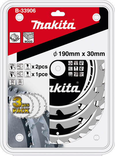 Makita MAKFORCE - Kreissägenblatt-Set - 3 Stücke - 190 mm - 24 Zähne (B-33906)