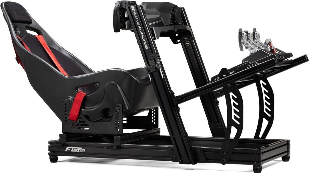 Next Level Racing Racing Flight Seat Pro - Flugzeug-Sitz für den heimischen Simulator - für alle Arten von Sim-Luftfahrt geeignet - mit Gurten und Fussauflage - integrierte Rollen (NLR-S033)