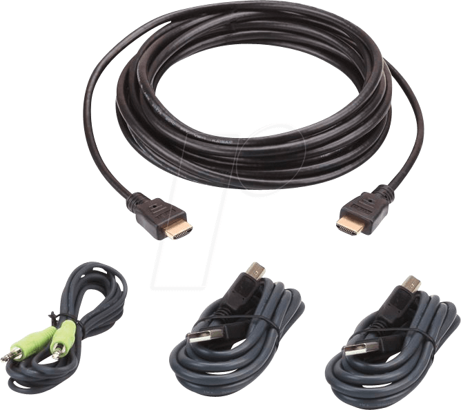 Aten 3 M USB HDMI Secure KVM Kabel-Set - 3 m - HDMI - Schwarz - USB A - HDMI - 3.5 mm - USB B - HDMI - 3.5 mm - Männlich (2L-7D03UHX4)
