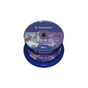 Verbatim - 50 x DVD+R DL - 8,5GB 8x - mit Tintenstrahldrucker bedruckbare Oberfläche - Spindel - Speichermedium (43703)
