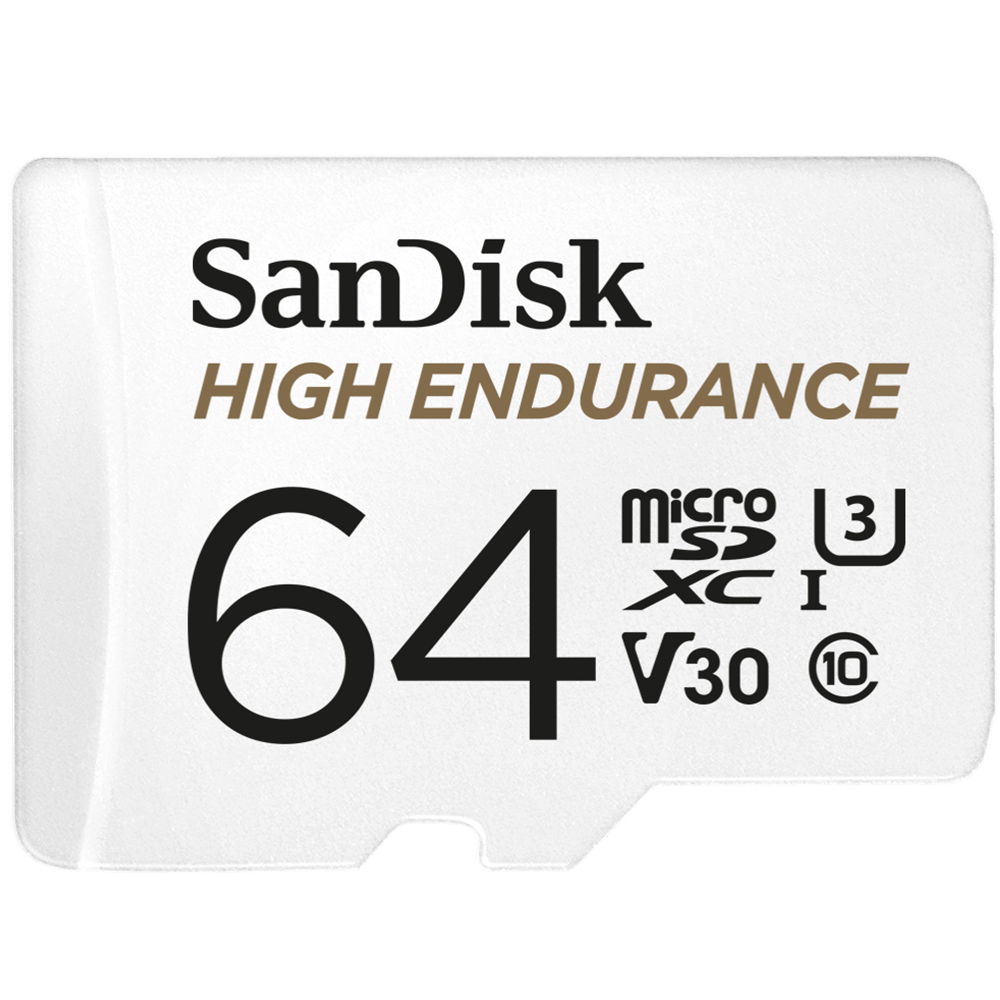 SanDisk High Endurance - Flash-Speicherkarte (microSDXC-an-SD-Adapter inbegriffen) - 64GB - Video Class V30 / UHS-I U3 / Class10 - microSDXC UHS-I (SDSQQNR-064G-GN6IA)