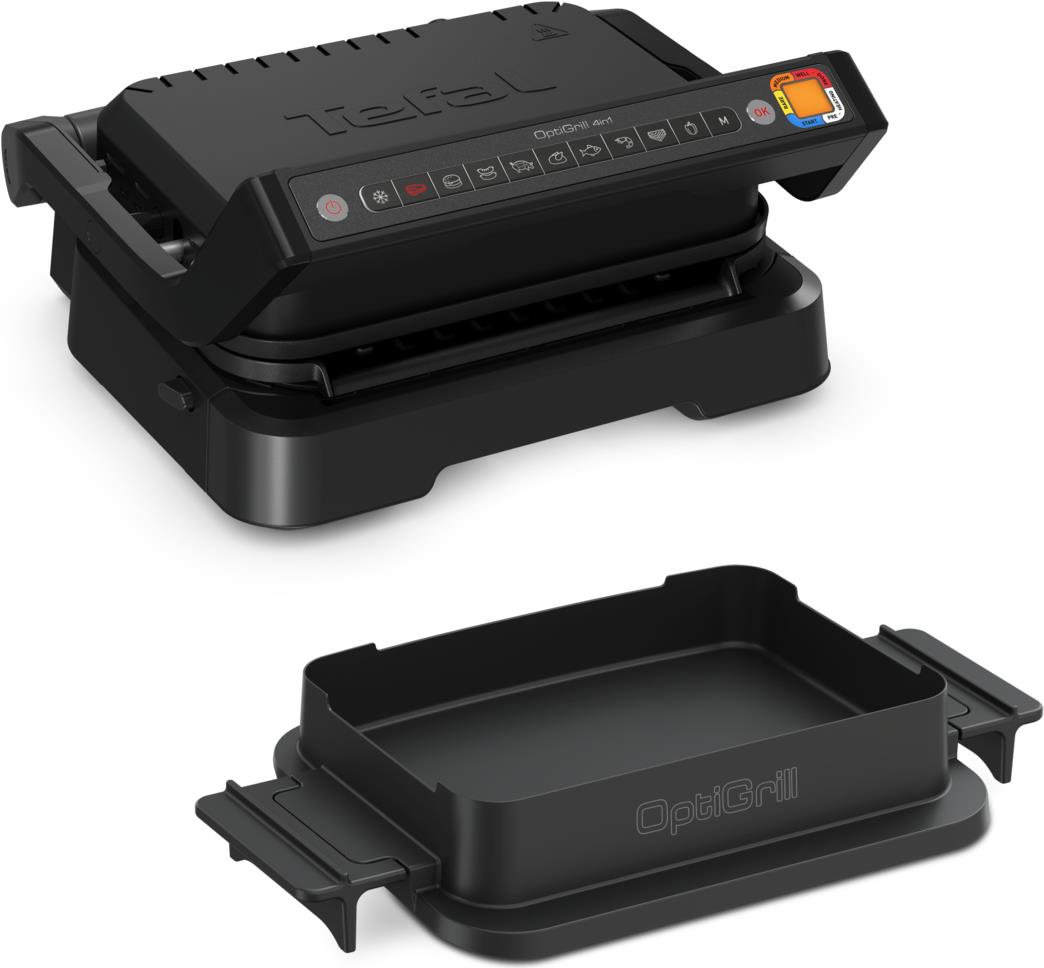 Tefal OptiGrill 4in1 GC774810 - Schwarz - Metall - Rechteckig - Tasten - 600 cm² - 300 x 200 mm (GC7748 OPTIGRILL 4IN1)