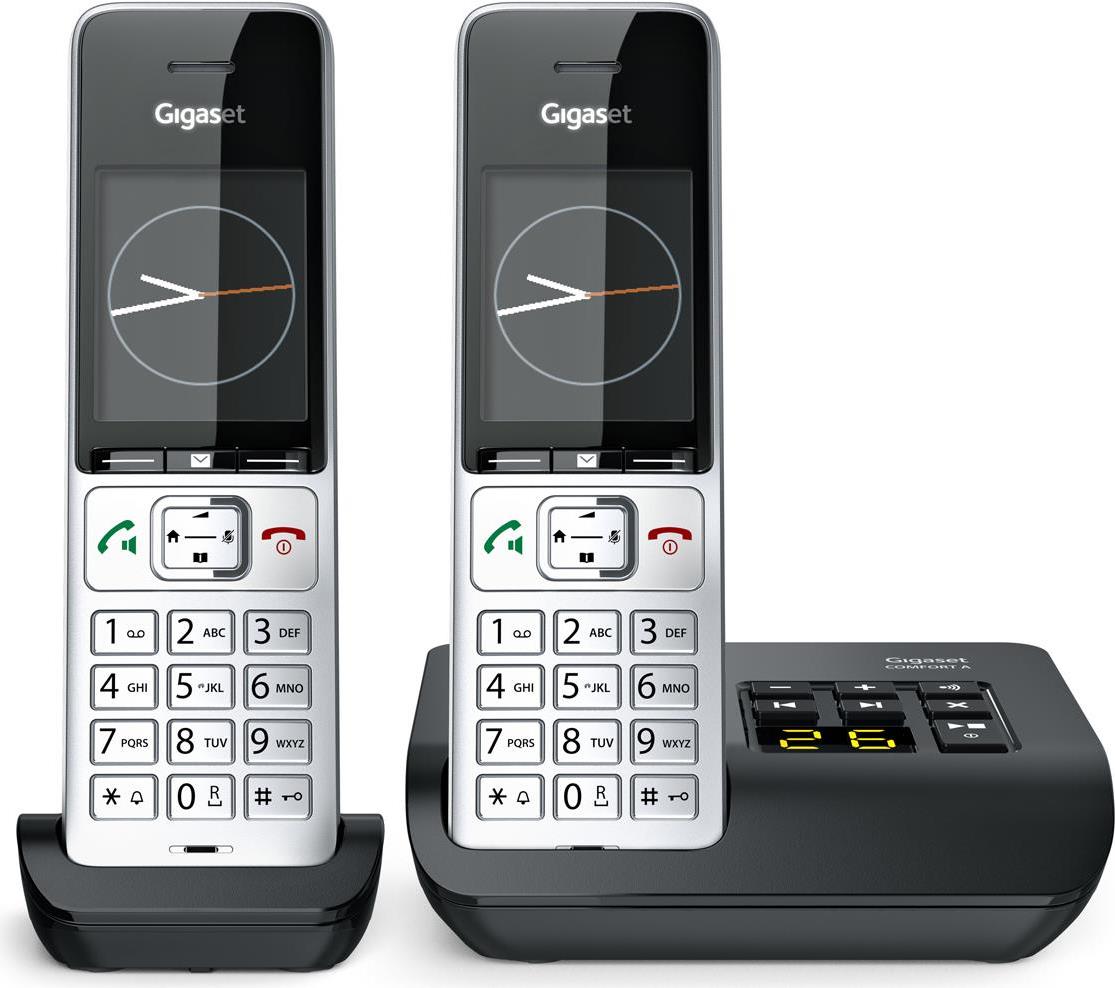 Gigaset 500A Comfort Duo - Schnurlostelefon - Anrufbeantworter - ECO DECTGAPCAT-iq - Silver Black + zusätzliches Handset (L36852-H3023-B101)