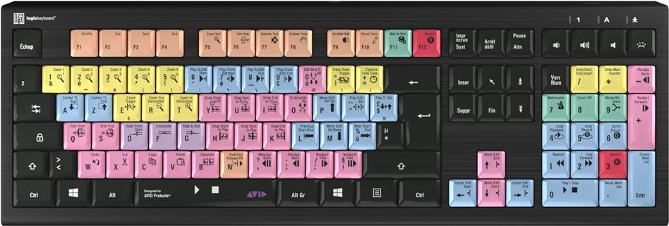 Logickeyboard ASTRA 2. Tastatur Formfaktor: Volle Größe (100%), Geräteschnittstelle: USB, Tastatur-Key Switch: Scherenschlüsselschalter, Tastaturaufbau: AZERTY, Tastatur - Tastenanzahl: 108. Kabellänge: 1,8 m. USB-Hub. Produktfarbe: Schwarz (LKB-PT-A2PC-F