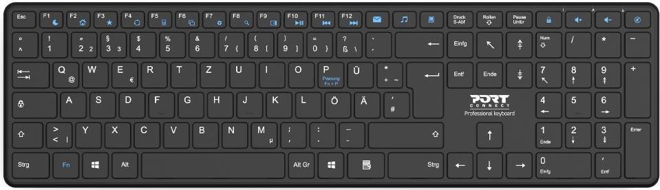 Port Designs D - KEYBOARD OFFICE PRO RECHARGEABLE BLUETOOTH - D Bluetooth® Keyboard (900903-R-DE)