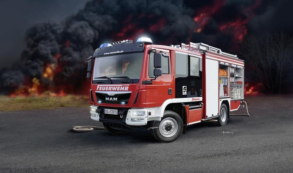 Revell Modellbausatz LKW 1:24 - Feuerwehr MAN TGM / Schlingmann HLF 20 VARUS 4x4 im Maßstab 1:24 - Level 4 - originalgetreue Nachbildung mit vielen Details - Truck - 07452 (07452)