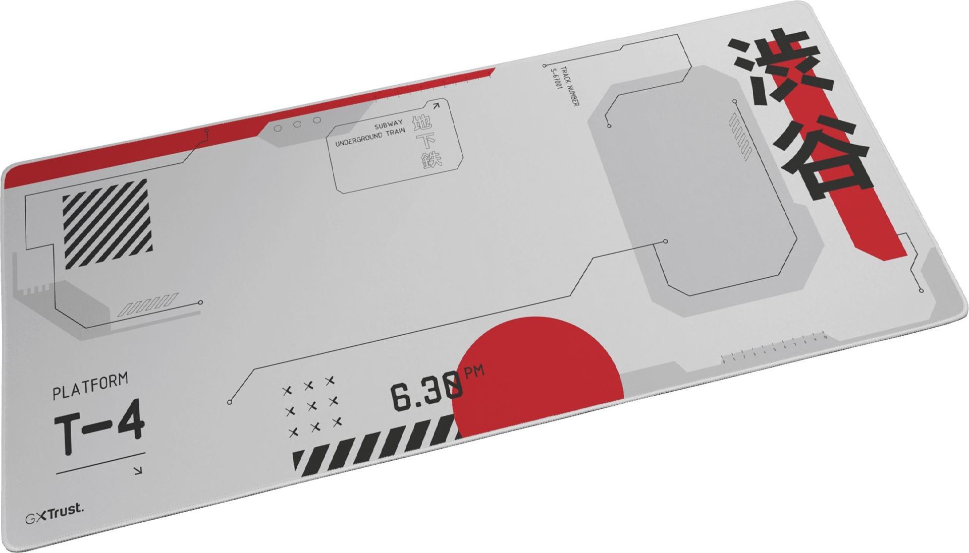 MAU Trust Gaming GXT759 XXL weiß/rot XXL Gaming-Mauspad mit vernähtem Rand für bequemes und stabiles Gaming (25717)