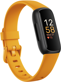 Fitbit Inspire 3 - Schwarz - Aktivitätsmesser mit Band - Silikon - Orange - Handgelenkgröße: bis zu 221 mm - Bluetooth - Schwarz, Morning Gloww (FB424BKYW)