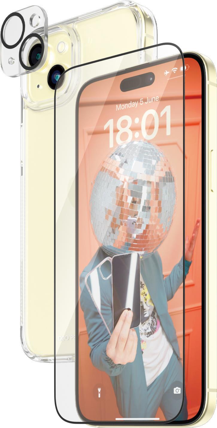 PanzerGlass - 3-in-1 Pack - Schutzkit für Display / Objektiv / Rückseite für Handy - Glas - Rahmenfarbe schwarz - für Apple iPhone 15 Plus (B1174+2811)