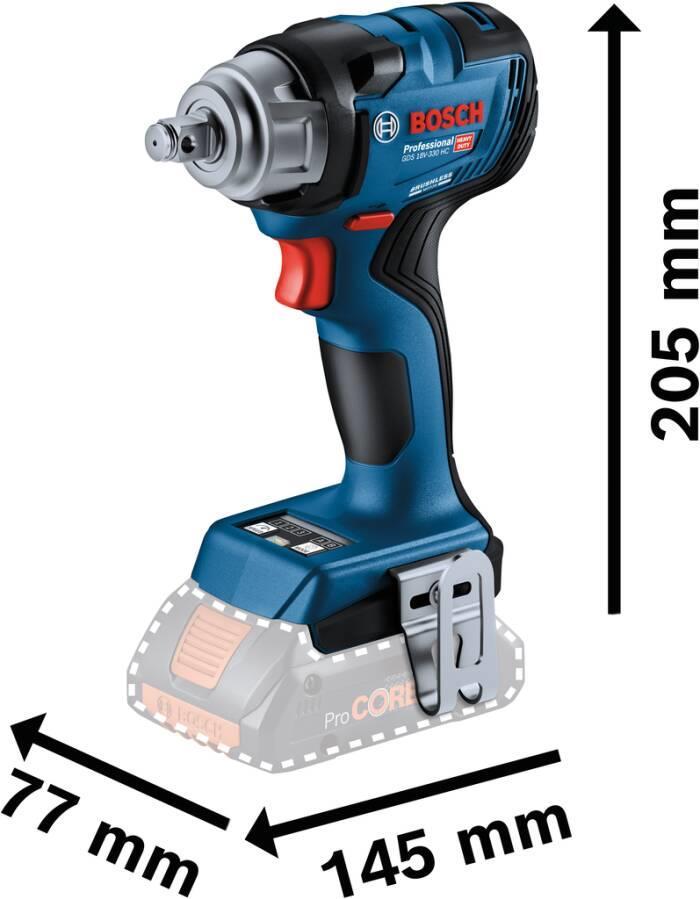 Bosch Professional GDS 18V-330 HC solo 06019L5001 Akku-Schrauber, Akku-Drehschlagschrauber 18 V Li-Ion ohne Akku, ohne Ladegerät, inkl. Koffer, inkl. Bluetooth (06019L5001)