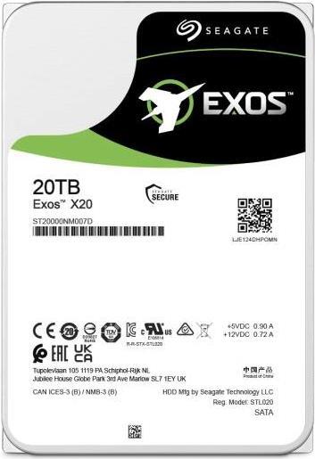 SEAGATE Exos X20 20TB HDD SATA 6Gb/s 7200RPM 256MB cache 8,90cm 3.5 512e/4KN (ST20000NM007D)