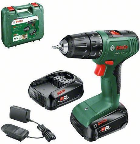 Bosch EasyDrill 18V-40 - Bohrer/Schrauber - schnurlos - 2 Geschwindigkeiten - Bohrfutterschlüssel 13 mm - 40 N·m - 2 Akkus, Ladegerät enthalten - 18 V
