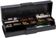 ANKER SCCneo, anthrazit Kassenlade, Klappdeckel, Divers (Eigenschaften/Merkmale), Einsatz: 4 Scheinfächer, 8 Münzfächer, 2 pos. Schloß, gleiche Schließung, Schlossverriegelung, Maße, B 459mm, H 100mm, T 155mm, Zubehör, Optionales Zubehör, separat bestelle