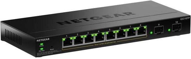 Netgear S350 Series PoE+ Smart Managed Essentials Switch with 2 - Switch - 1 Gbps (GS310TP-200EUS)
