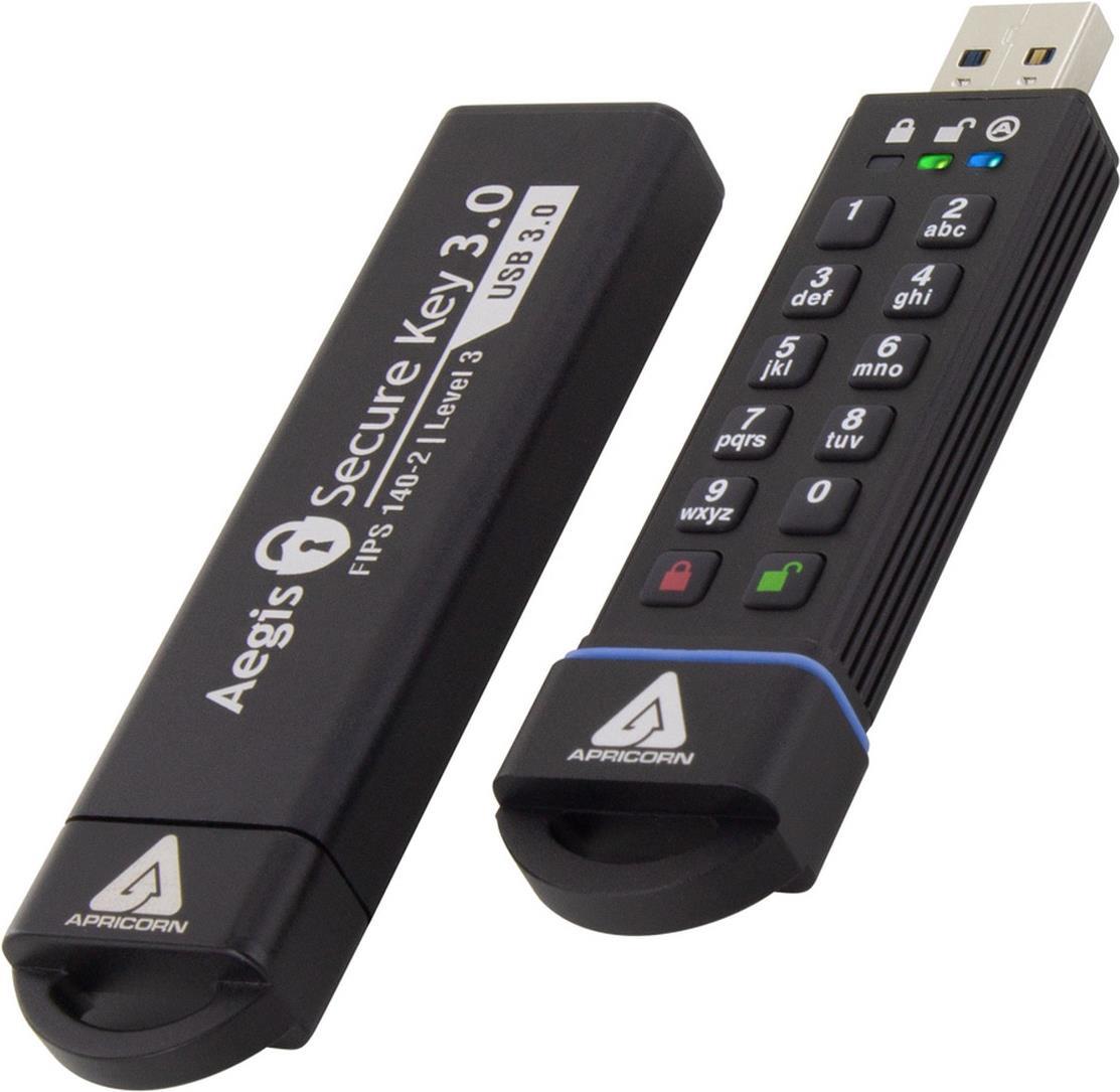 Apricorn Aegis Secure Key 3.0 - USB-Flash-Laufwerk - verschlüsselt - 16 GB - USB 3.0 - FIPS 140-2 Level 3