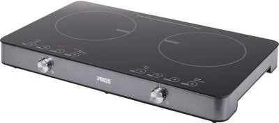 Princess 303011 Induktionskochplatte - Schwarz - Silber - Arbeitsplatte - 58 cm - Zonen-Induktionskochfeld - Glas - 2 Zone(n) (01.303011.01.001)