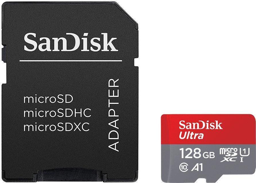 SanDisk Ultra - Flash-Speicherkarte (microSDXC-an-SD-Adapter inbegriffen) - 128GB - Class 10 - microSDXC UHS-I (SDSQUNR-128G-GN3MA)