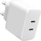 eSTUFF INFINITE - Netzteil - 100 % recycelter Kunststoff - 35 Watt - 3 A - Apple Fast Charge, PD 3,0, Quick Charge 3.0 - 2 Ausgabeanschlussstellen (24 pin USB-C) - weiß (ES637035)