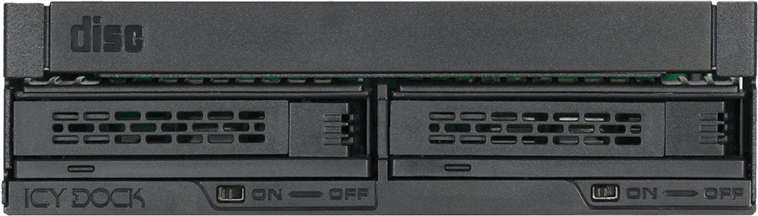 ICY Dock ExpressCage MB732SPO-B - Gehäuse für Speicherlaufwerke - 2.5 (6,4 cm) - 13,30cm (5,25) auf 2 x 2.5 und 13,30cm (5,25) Slim Line / 13,30cm (5,25) Ultra Slim (13,3 cm auf 2 x 6,4 cm und 13,3 cm Slim Line / 13,3 cm Ultra Slim) - Schwarz (MB732SPO-B)