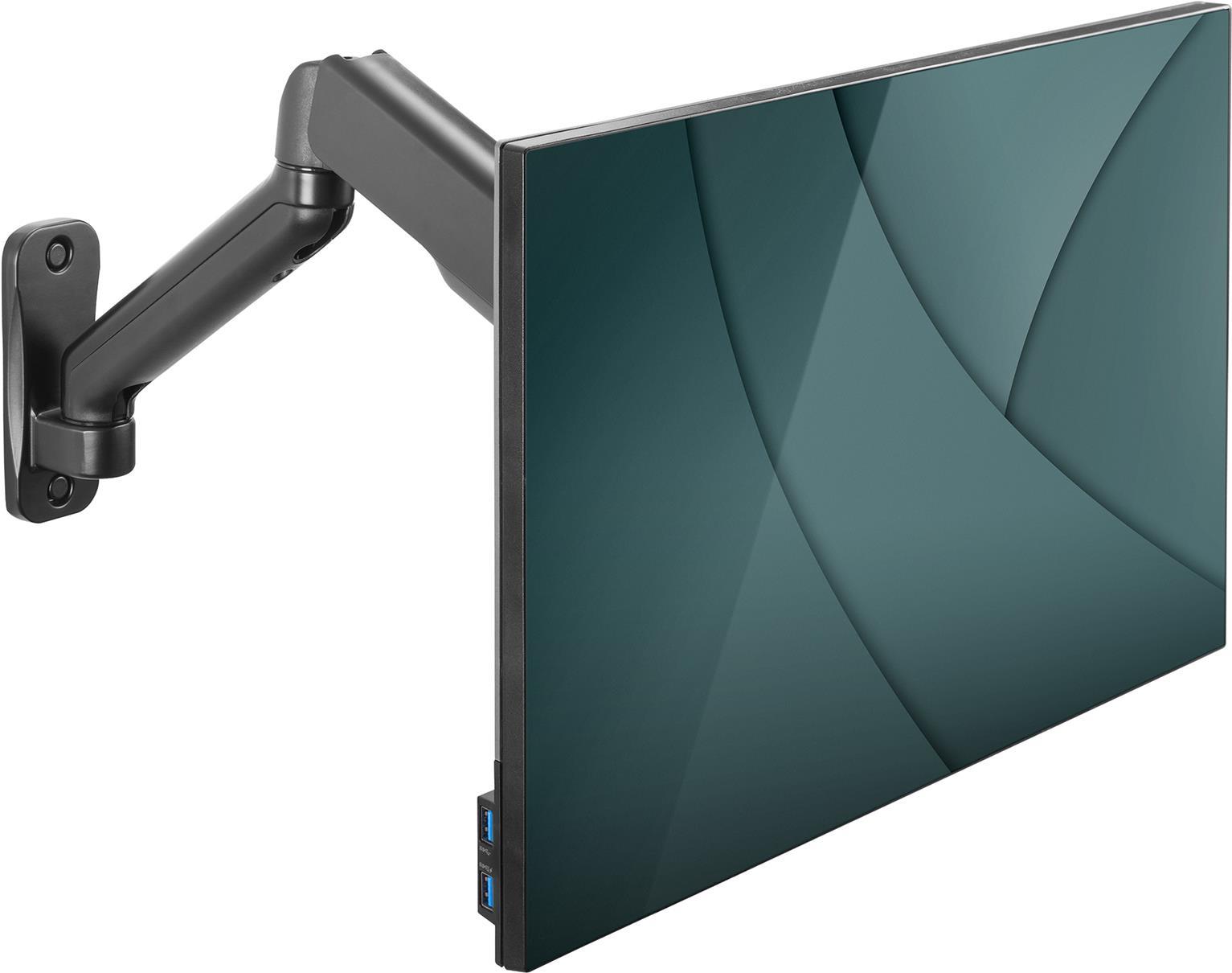 DIGITUS - Befestigungskit (Wandmontage) - für LCD-Display / Curved LCD-Display - Gasfeder, Schwenkarm - Kunststoff, Aluminium, Stahl - Schwarz - Bildschirmgröße: 43.2-81.3 cm (17-32)