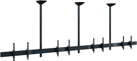 HAGOR comPROnents series - Befestigungskit (3 Montagehalterungen, Schiene, 8 VESA-Adapter, 3 Stangen) - Side-by-Side - für 4 LCD-/Plasma-Konsolen - verriegelbar - Schwarz - Bildschirmgröße: 116.8-165.1 cm (46-65) - Deckenmontage