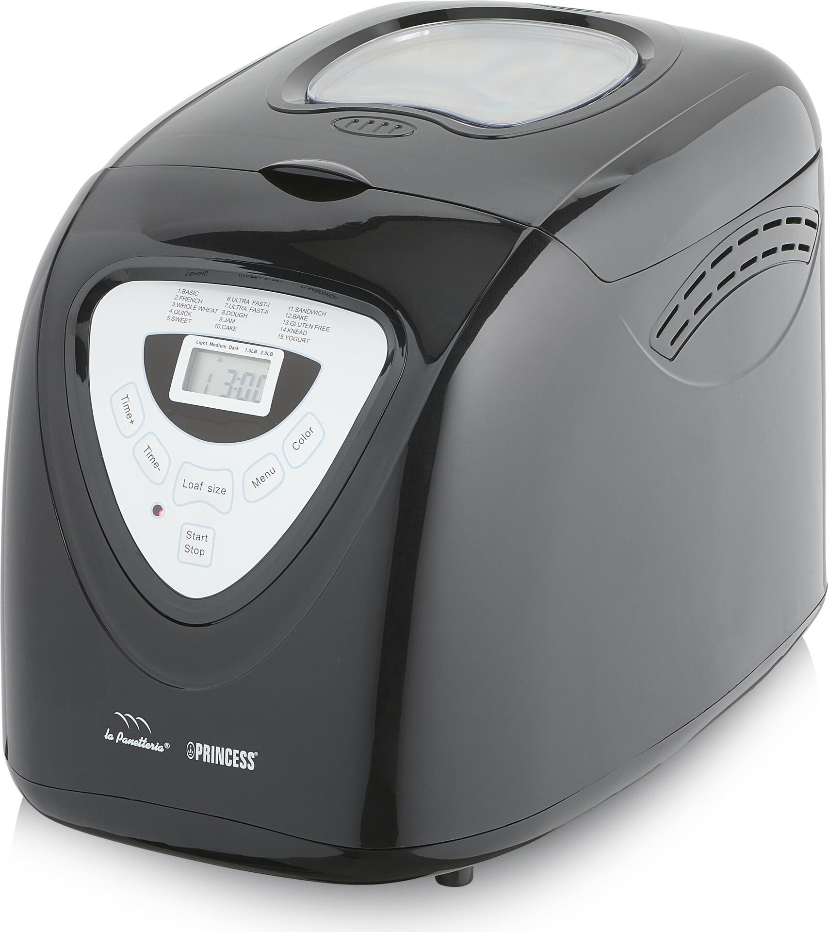 Princess 152009 Brotbackautomat Schwarz - 907,2 g - Bullauge - Variable einstellbare Krustenbräunung - Warmhaltefunktion - 600 W - Schwarz - Silber (01.152009.01.001)