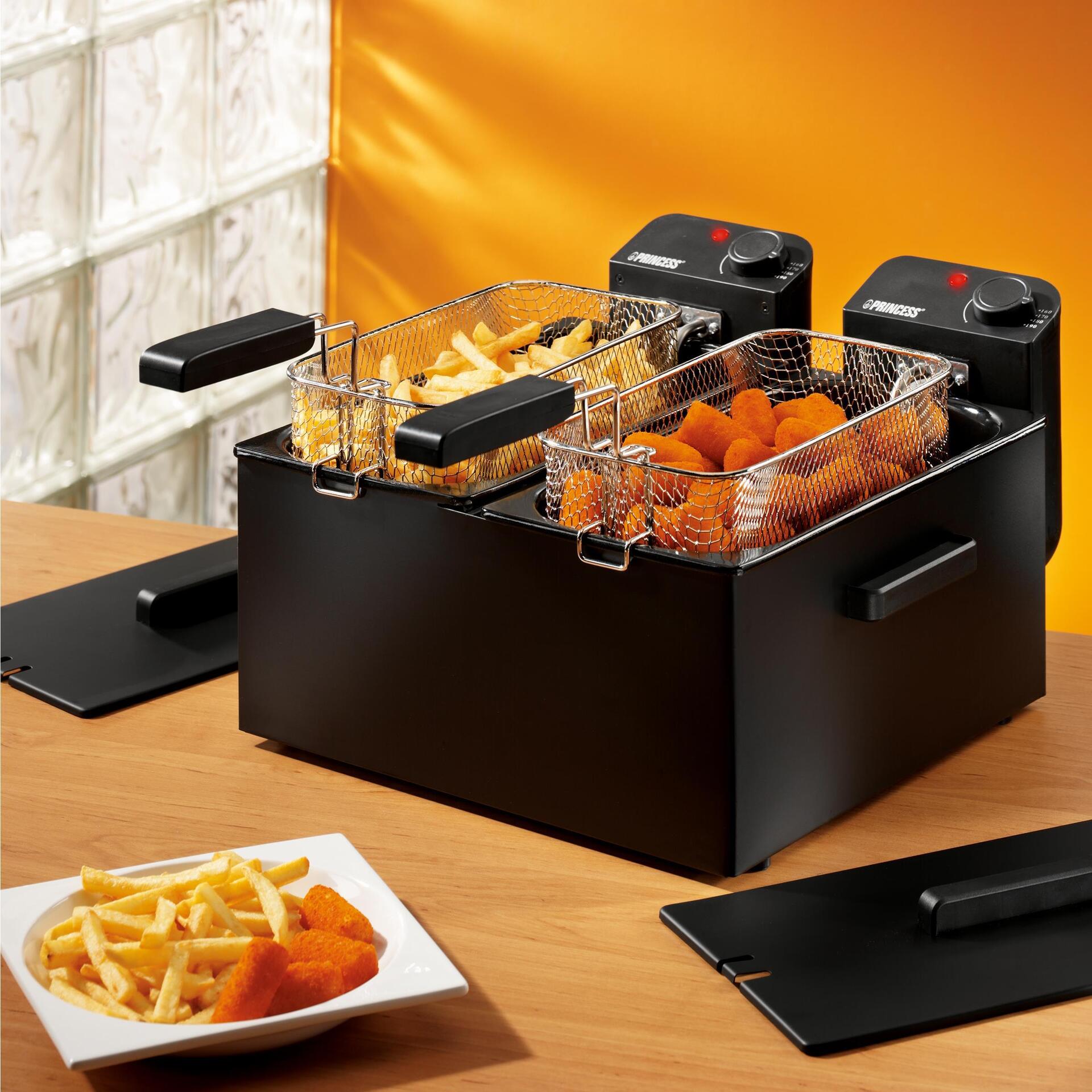 Princess 183028 Doppel-Fritteuse Schwarz - Fritteuse - 6 l - 1,8 kg - 190 °C - Doppel - Schwarz (183028)