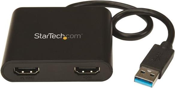 StarTech.com USB auf Dual HDMI Adapter - 4K - USB zu HDMI Adapter - USB 3.0 auf HDMI - USB zu HDMI Display Adapter - USB 3.0 zu HDMI - Externer Videoadapter - MCT Trigger II - 64 MB DDR2 - USB 3.0 - 2 x HDMI - Schwarz