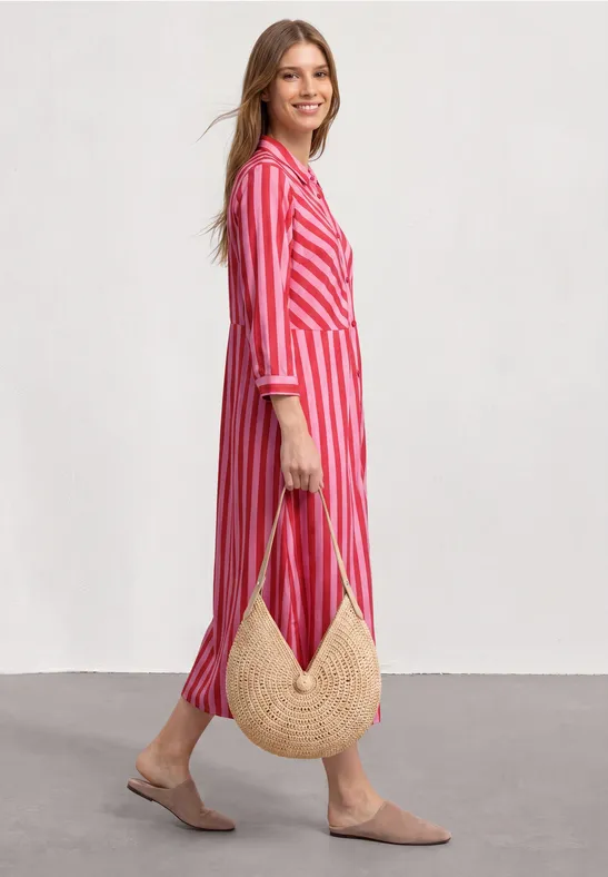 Street One Maxikleid mit Hemdkragen und Print