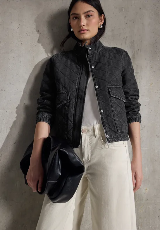 Jeansjacke in Stepp-Optik