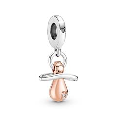 Charm-Anhänger Baby-Schnuller aus 925er Silber, bicolor