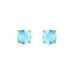Blautopas Ohrstecker für Damen aus 14 Karat Gold