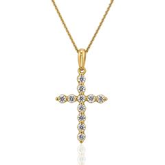 Goldene Halskette mit Kreuzanhänger und Diamantbesatz