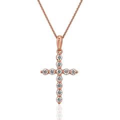 Kreuzkette für Damen aus Roségold mit Diamanten